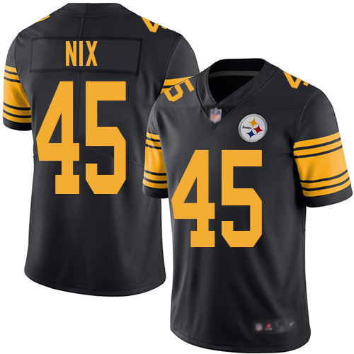 Youth Pittsburgh Steelers Football 45 Limited Black Roosevelt Nix Rush Vapor Untouchable Nike NFL Jersey